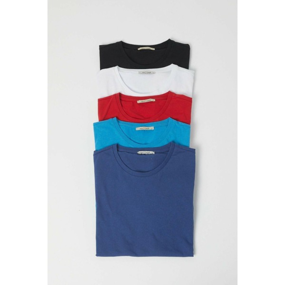 Polo State Erkek Çok Renkli Büyük Beden Bisiklet Yaka 5li Tişört Paketi Kırmızı Erkek T-shirt Fiyatı