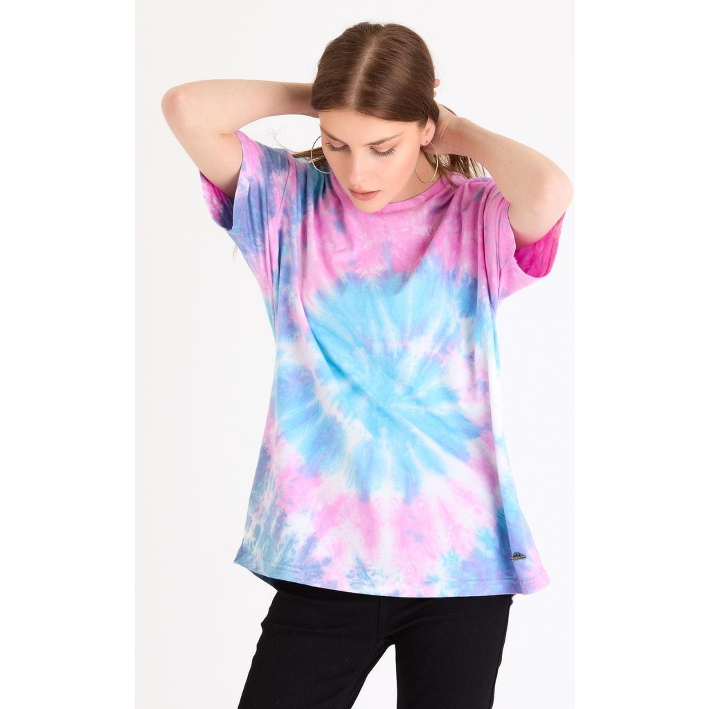 Polo State Kadın Batik Yıkamalı Oversize Mavi Bayan T-shirt Fiyatı