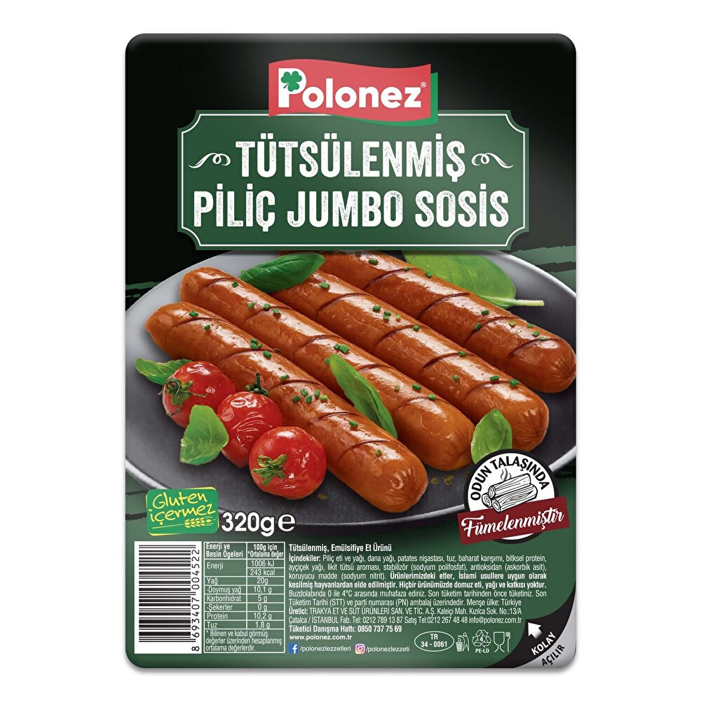 Polonez Tütsülenmiş Piliç Jumbo Sosis  320 Gr Şarküteri Fiyatı