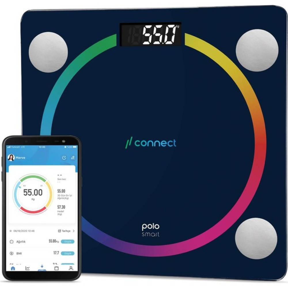 Polosmart PSC04 Connect Yağ Ölçer Akıllı Bluetooth Tartı Baskül Baskül & Tartılar Fiyatı