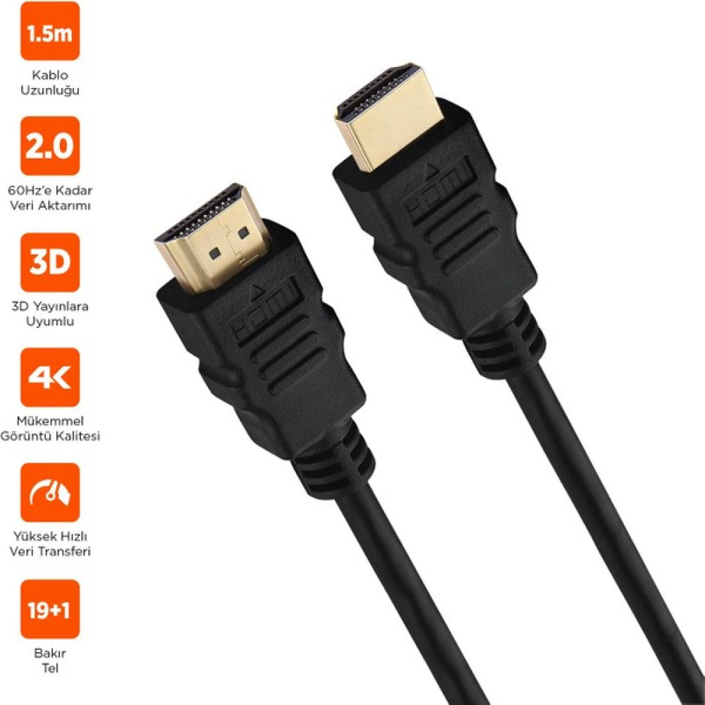 Polosmart PSH07 4K HDMI Kablo 60 Hz 1.5 Metre Siyah HDMI Kablo Fiyatı