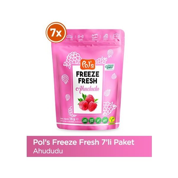 Pol's Freeze Fresh Ahududu 16 g x 7 Adet Freeze Dry Dondurularak Kurutulmuş Meyve - 16 gr Kuru Meyve Fiyatı