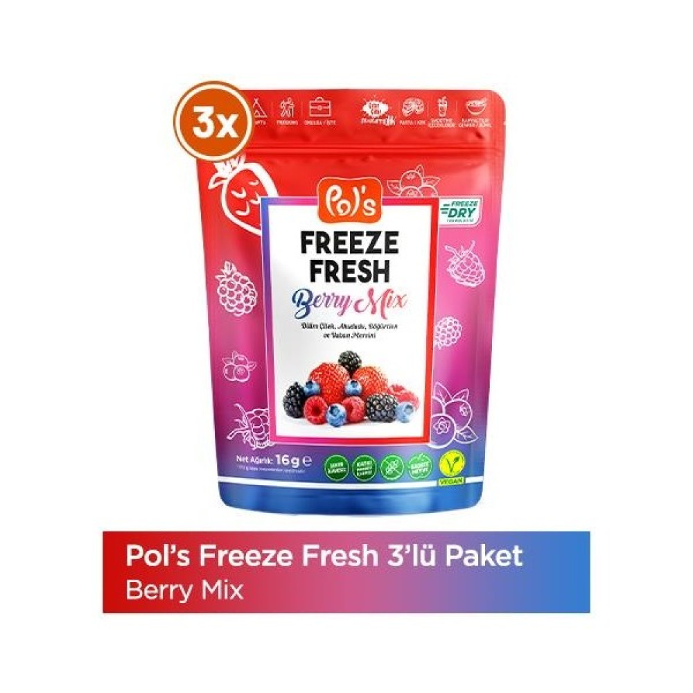 Pol's Freeze Fresh Berry Mix 16 g x 3 Adet - 16 gr Diğer Fiyatı