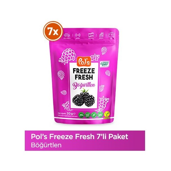 Pol's Freeze Fresh Böğürtlen 20 g x7 Adet Freeze Dry Dondurularak Kurutulmuş Meyve - 20 gr Kuru Meyve Fiyatı