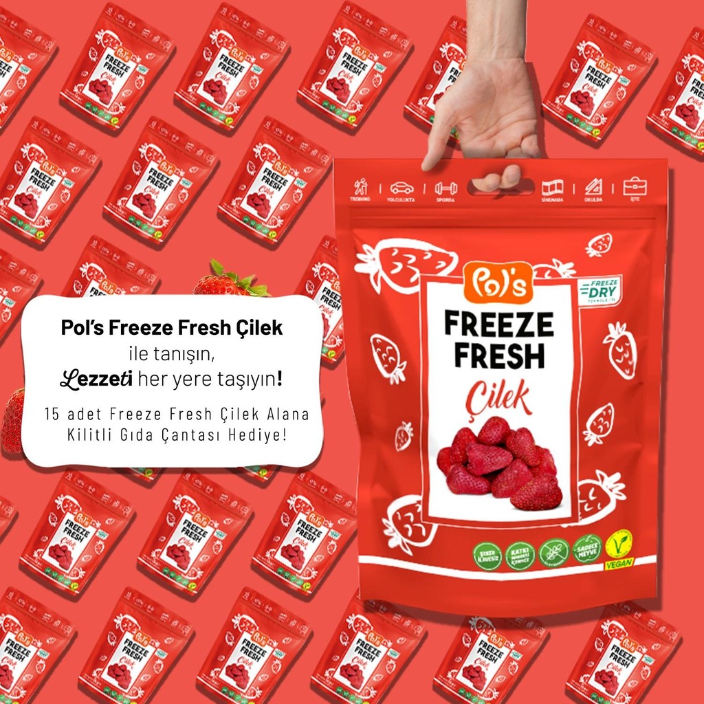 Pol's Freeze Fresh Çilek 15 g x 15 adet - 15 gr Kuru Meyve Fiyatı
