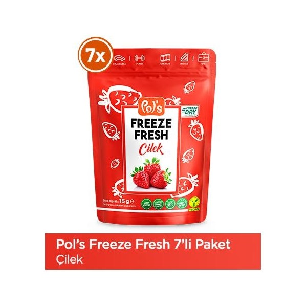 Pol's Freeze Fresh Çilek 15 GR x7 Adet (Freeze Dry Dondurularak Kurutulmuş Meyve) Kuru Meyve Fiyatı