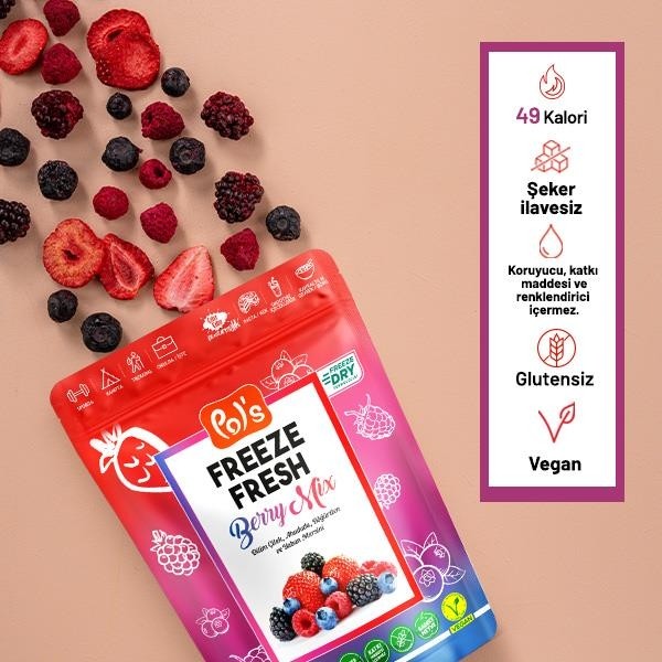Pol's Freeze Fresh Dondurularak Kurutulmuş Berry Mix 16 gr Şeker İlavesiz Vegan Atıştırmalık Kuru Meyve Fiyatı