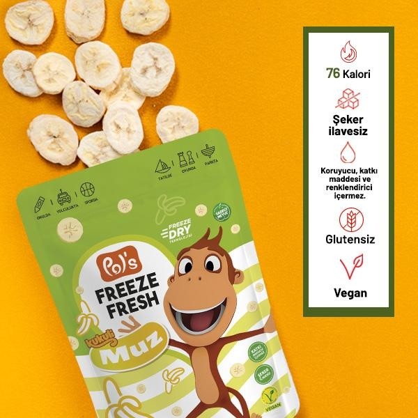 Pol's Freeze Fresh Dondurularak Kurutulmuş Kukuli Muz 20 gr - 16 gr Kuru Meyve Fiyatı