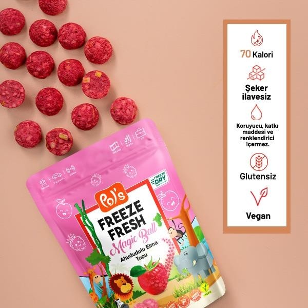 Pol's Freeze Fresh Dondurularak Kurutulmuş Magic Ball Ahududulu Elma Topu 20 gr Kuru Meyve Fiyatı