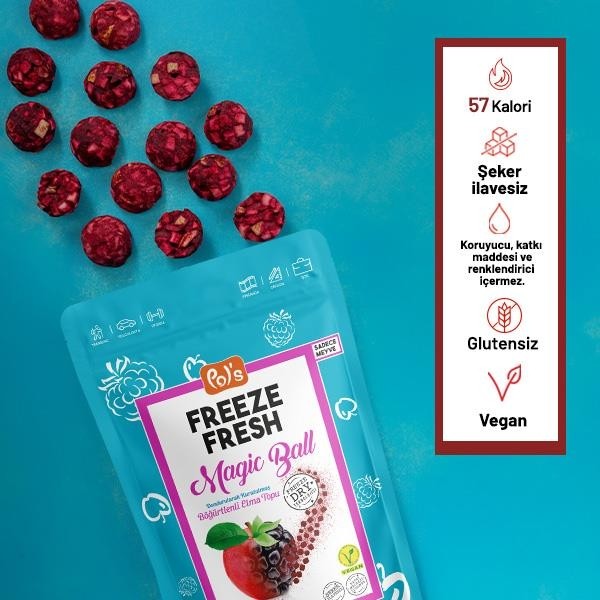 Pol's Freeze Fresh Dondurularak Kurutulmuş Magic Ball Böğürtlenli Elma Topları 16 gr Kuru Meyve Fiyatı