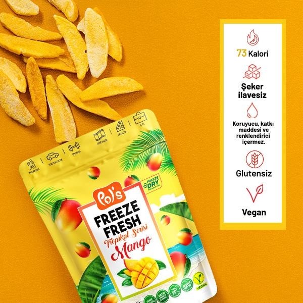 Pol's Freeze Fresh Dondurularak Kurutulmuş Mango 20 gr Vegan, Glutensiz ve Şeker İlavesiz Atıştırmalık Kuru Meyve Fiyatı