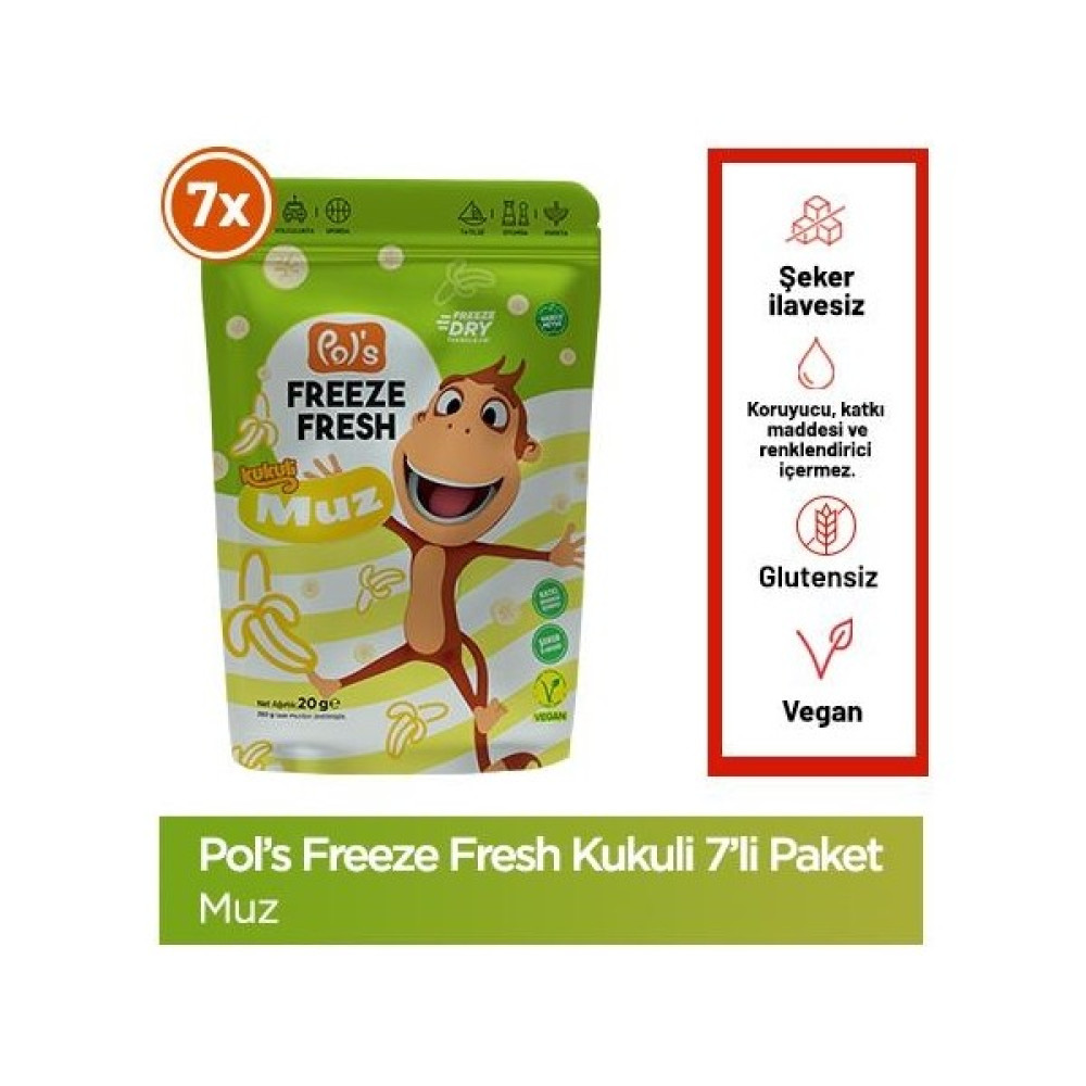 Pol's Freeze Fresh Kukuli Muz 20 G x 7 Adet - 20 gr Diğer Fiyatı