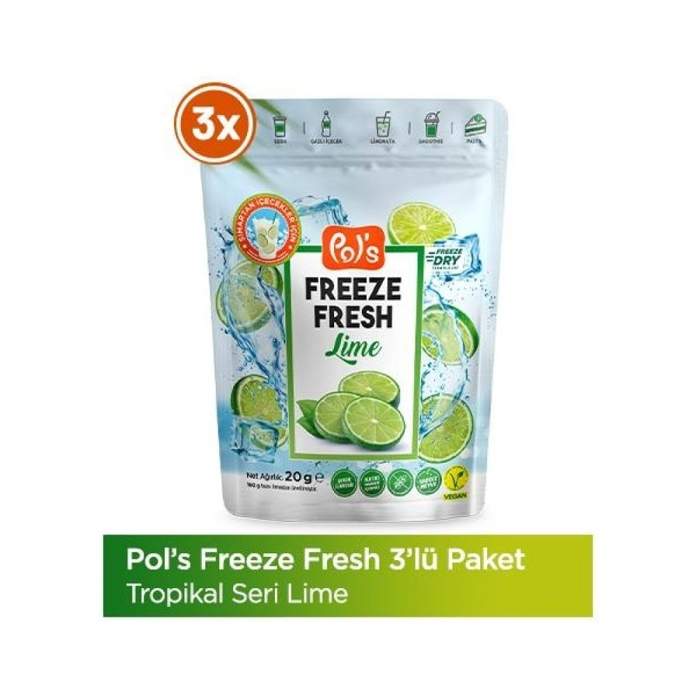 Pol's Freeze Fresh Lime 20 g x 3 Adet Freeze Dry Dondurularak Kurutulmuş Meyve - 20 gr Oto Boyaları Fiyatı