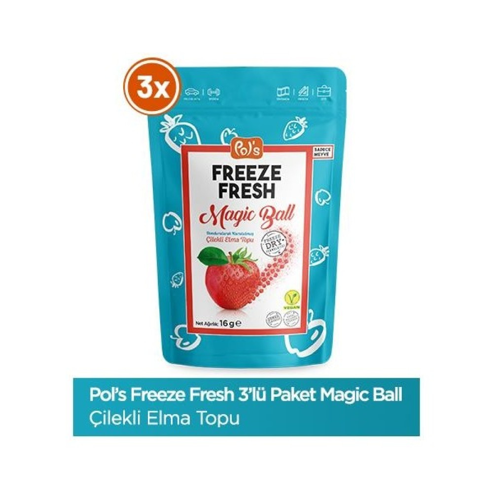 Pol's Freeze Fresh Magic Ball Çilekli Elma Topu 16 gr X3 Adet - 25 gr Diğer Fiyatı