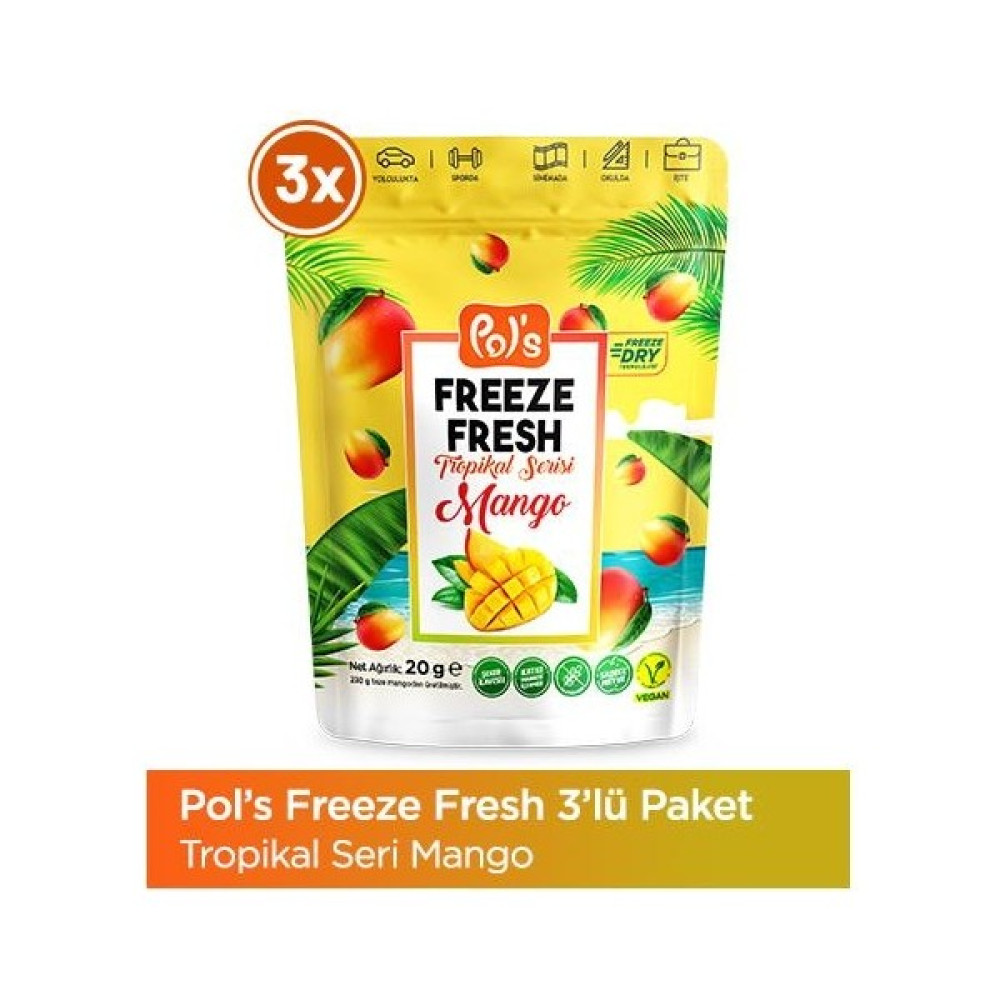 Pol's Freeze Fresh Mango 20 gr X3 Adet Freeze Dry Dondurularak Kurutulmuş Meyve Diğer Fiyatı