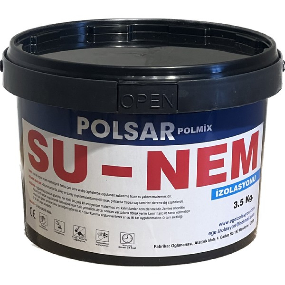 Polsar Su-Nem Su Yalıtım Nem ve Rutubet Önleyici 3,5 kg Su Izolasyon Malzemesi - Beyaz Dış Cephe Yalıtım Malzemeleri Fiyatı