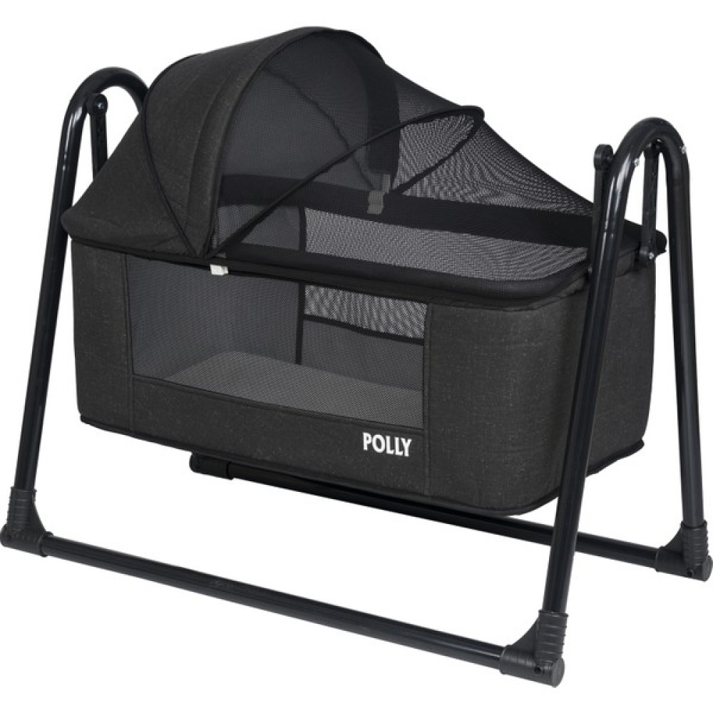 Poly Baby Polly Baby Keten Fileli Silinebilir Portatif Sallanır Anne Yanı Beşik Sepet Beşik Hamak Beşik Class Beşik - 85 x 50 cm - Siyah Beşik Fiyatı