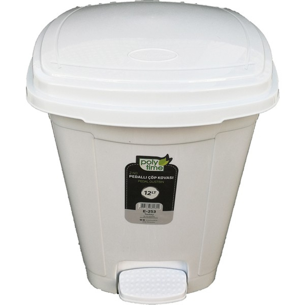 Poly Time Polytime 12 Litre Beyaz Iç Kovalı Basmalı Pedallı Çöp Kutusu Kovası Çöp Kovaları Fiyatı
