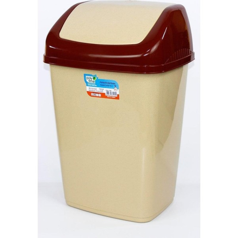 Poly Time Sallanır Kapak Ofis Banyo Mutfak Bahçe Çöp Kutusu Kovası - 10 Litre / Krem - 37X24X19 Cm. Çöp Kovaları Fiyatı