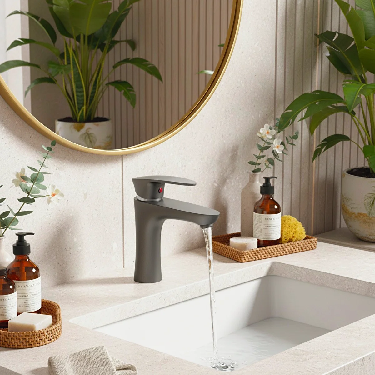 Polyfit Antrasit Gri Mix Lavabo Bataryası Yüksek 18 cm Bataryalar Fiyatı