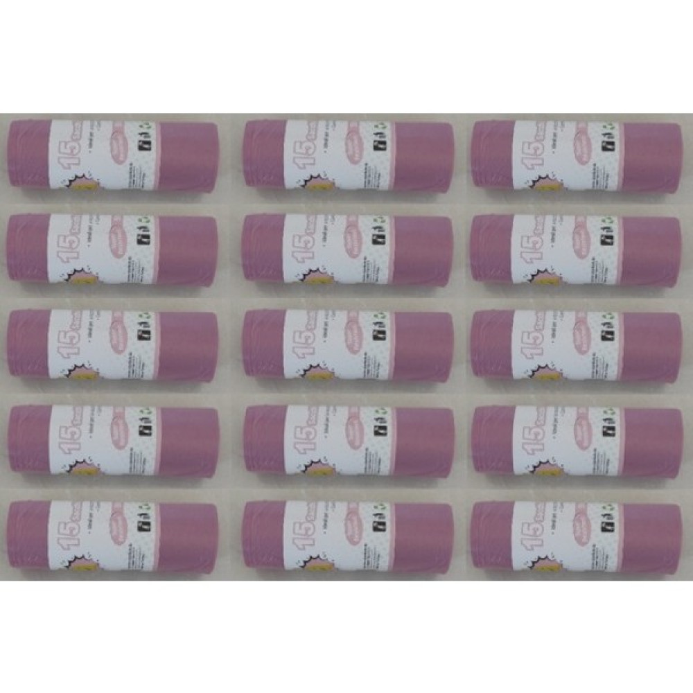 Polyfly Pembe Çöp Poşeti 50X60CM 15 Yapraklı 15 Adet Rulo - 50 x 60 cm Oto Boyaları Fiyatı