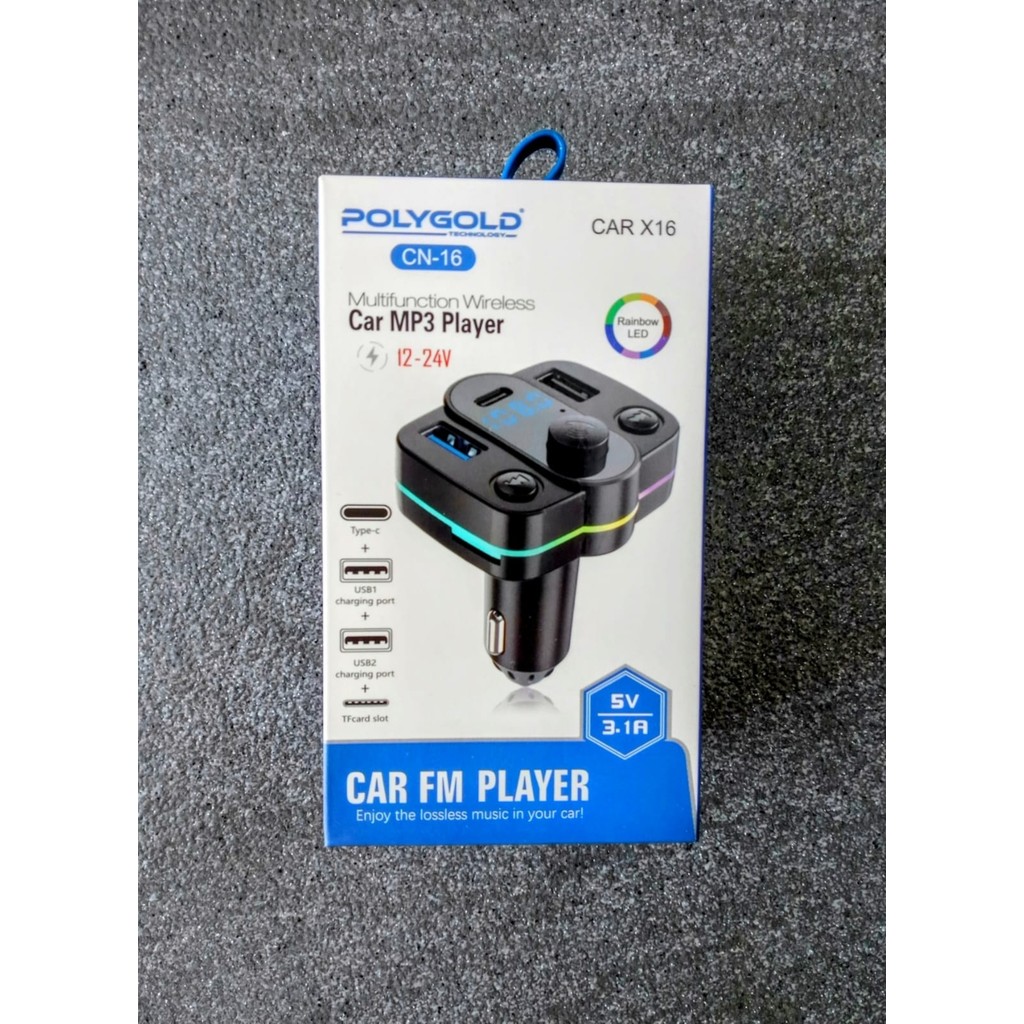 Polygold Car X16 Bluetooth Transmitter Fm Radyo Araç Kiti Type-C Bağlantı Özellikleri 3.1A Çıkış Gücü - Siyah Bilgisayar Çevirici ve Adaptörü Fiyatı