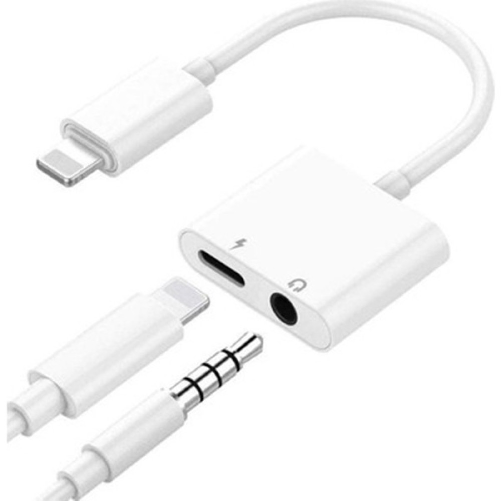 PolyGold Ios iPhone Uyumlu Lightning 2 In 1 Şarj ve Aux Kulaklık Dönüştürücü Aparat - Beyaz Bilgisayar Çevirici ve Adaptörü Fiyatı
