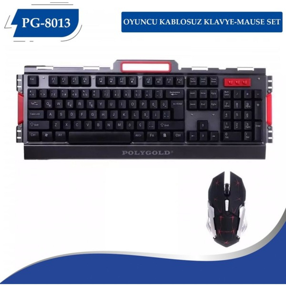 Polygold PG-8013 Kablosuz Oyuncu Işıklı Klavye + Mouse Set Klavye - Mouse Fiyatı