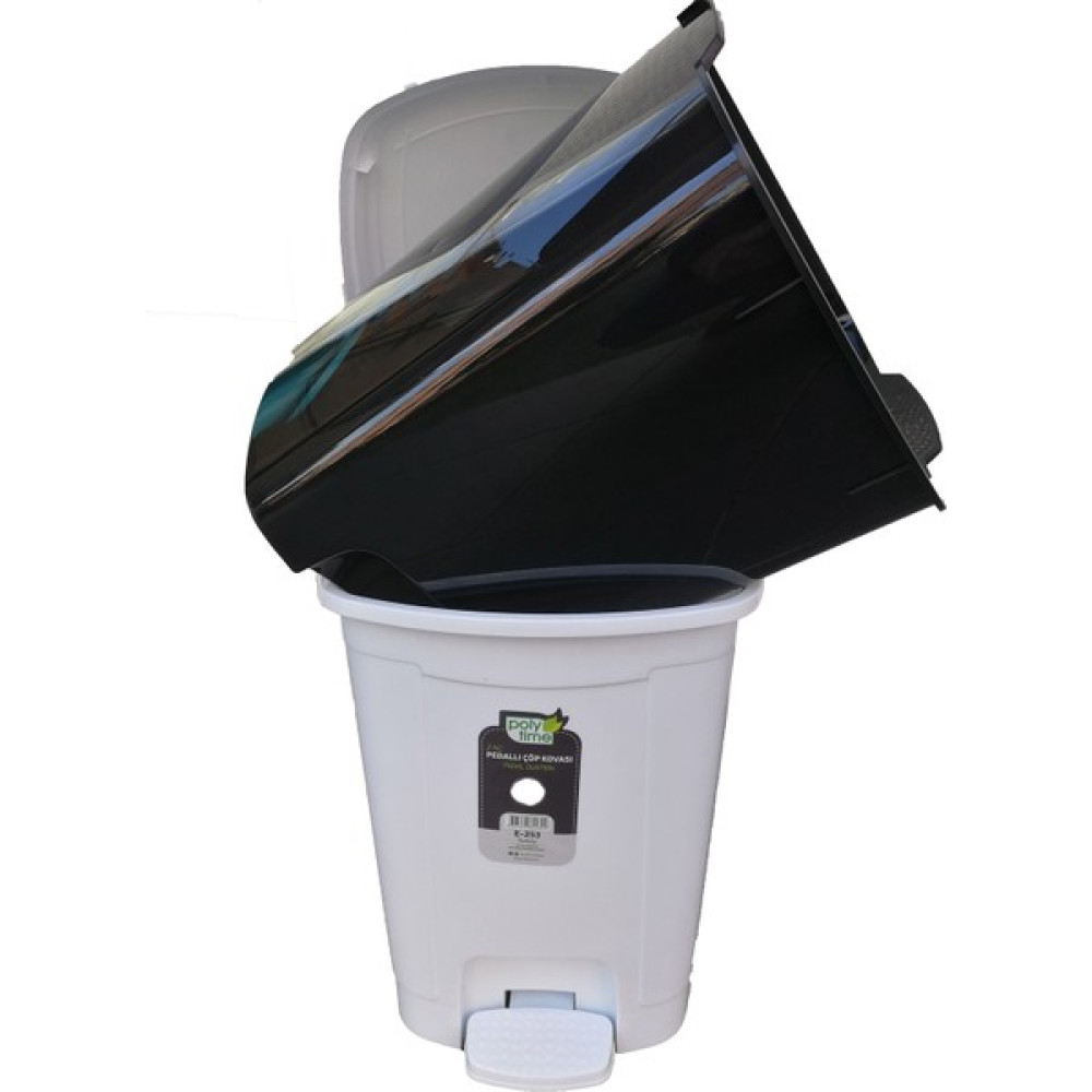 Polytime Pedallı Basmalı İç Kovalı Ofis, Banyo, Mutfak Plastik Çöp Kutusu Kovası - 6 Litre - Beyaz - 28x22x22 Cm. Eşya Saklama / Düzenleme Fiyatı