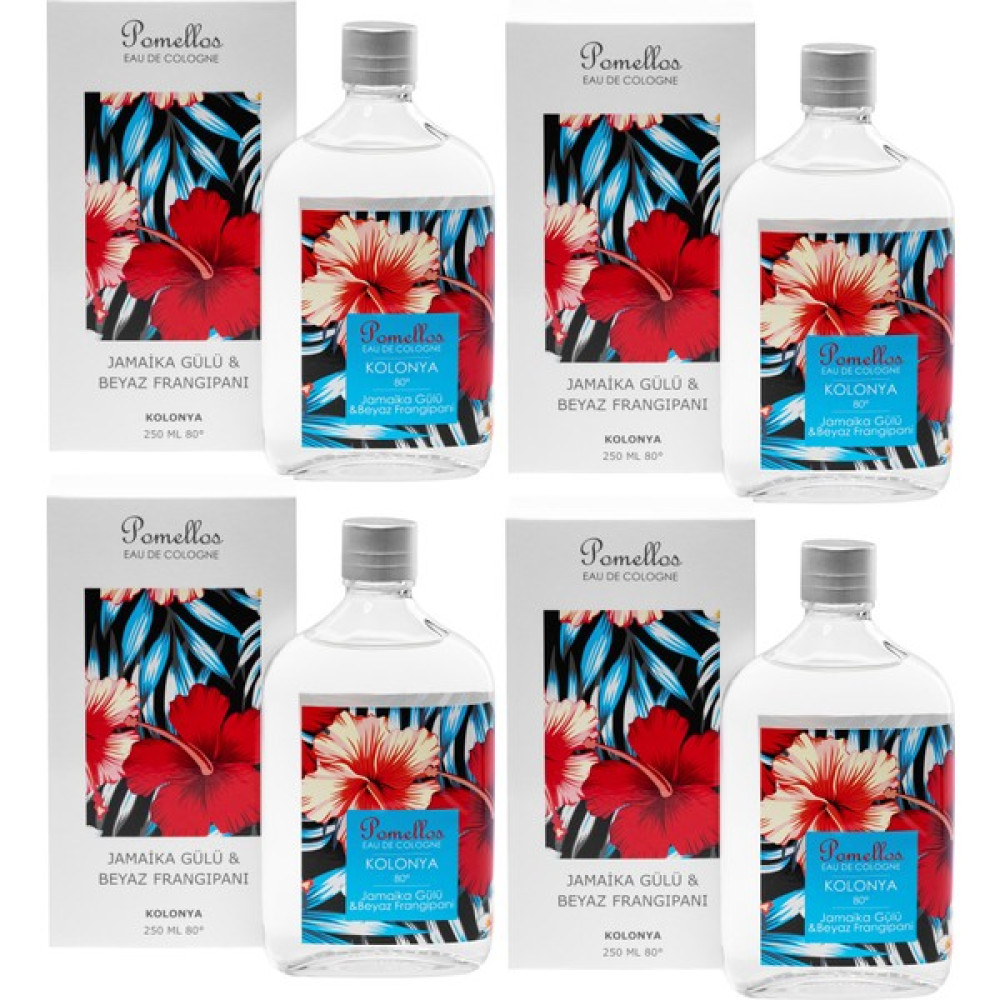 Pomellos Kolonya Jamaika Gülü &beyaz Frangipani 4 Adet (4X250 Ml, 80 Derece. Cam Şişe) Kolonya & Gülsuyu Fiyatı