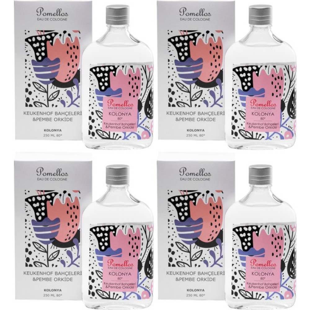 Pomellos Kolonya Keukenhof Bahçeleri & Pembe Orkide 4 Adet (4X250 Ml, 80 Derece. Cam Şişe) Kolonya & Gülsuyu Fiyatı