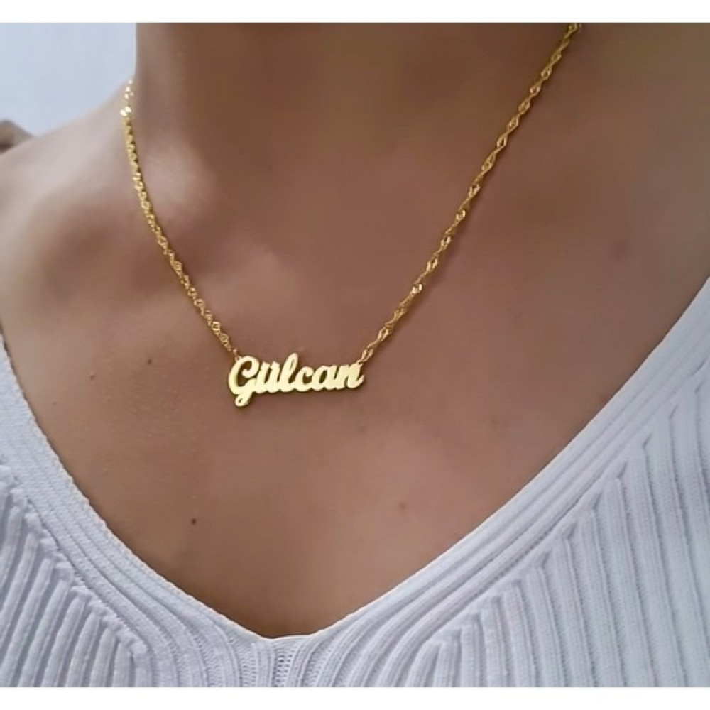 Pomodor Gülcan Isimli Burgu Zincirli 925 Ayar Gümüş Kolye (Altın Kaplama) Gümüş Kolye Fiyatı