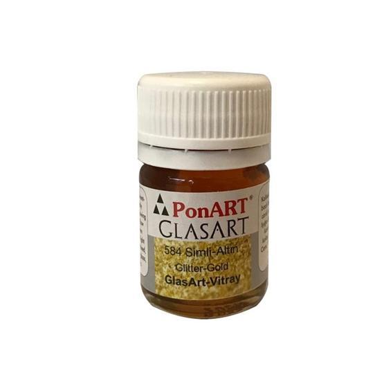 Ponart 584 GlasArt 20 ml Simli Altın Vitray Boyası