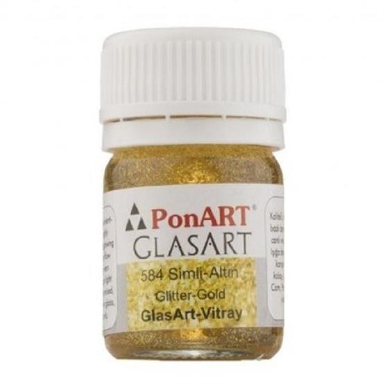 Ponart 584 GlasArt 20 ml Simli Altın Vitray Boyası
