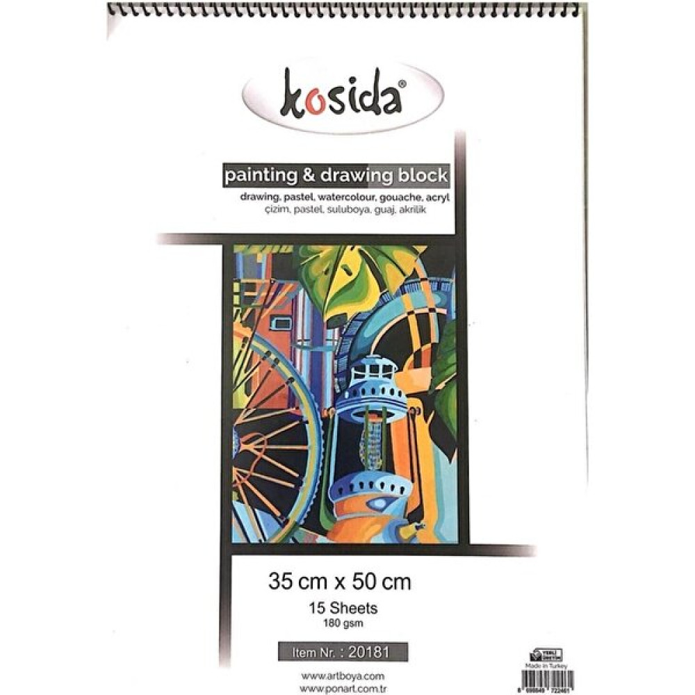 Ponart Kosida Painiting & Drawing Blok Çok Amaçlı Resim Defteri 180 gr 35 x 50 cm 15 Yaprak Grenli Kağıt KHM-20-181 Resim Defteri Fiyatı