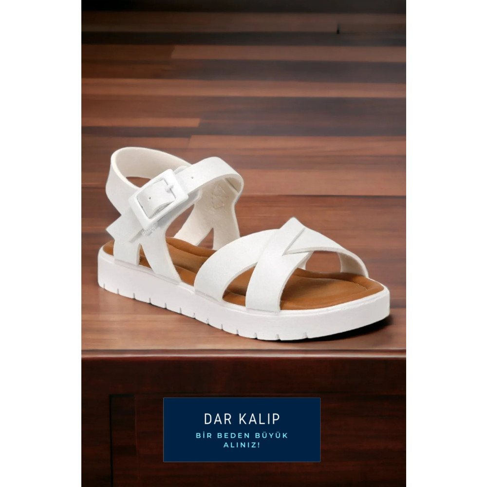 Ponchiq Modatamam Beyaz Unisex Çocuk Sandalet 32 Beden Unisex Sandalet Fiyatı