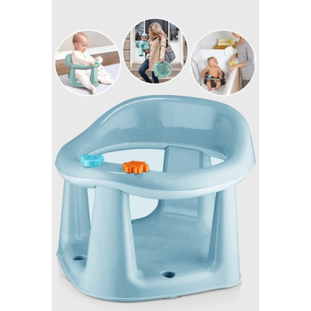 Ponçik Bebek Vakum Bebek Banyo Oturağı ve Mama Oturağı - Mavi Bebek Banyo-Tuvalet Fiyatı