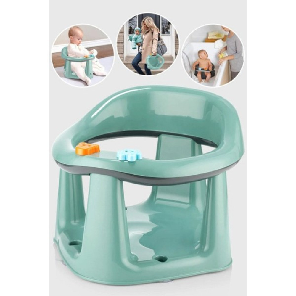 Ponçik Bebek Vakumlu Lüks Bebek Banyo Oturağı ve Mama Koltuğu - Yeşil Bebek Banyo-Tuvalet Fiyatı