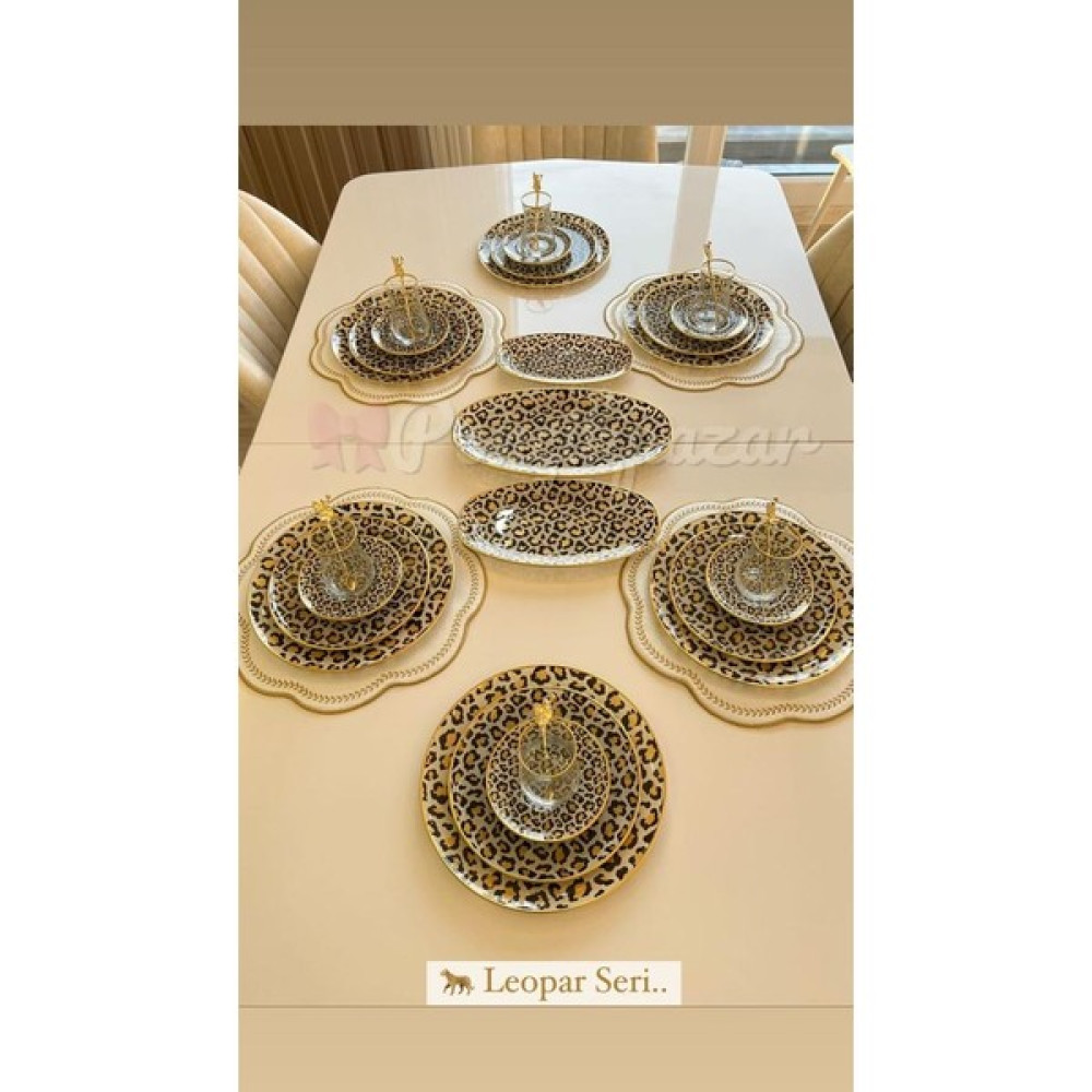 Ponçik Pazar 34 Parça Kahvaltı Pasta Sunum Seti - Leopar Kahvaltı Takımı Fiyatı