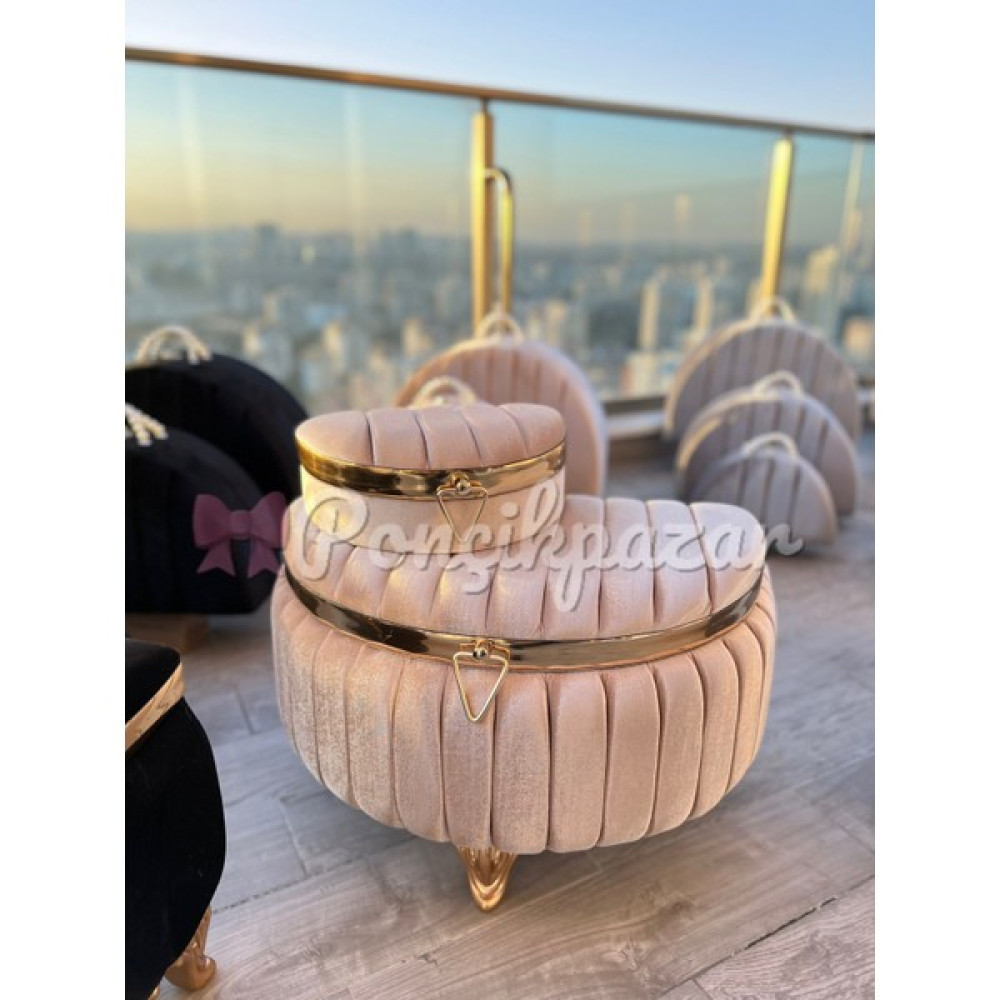 Ponçik Pazar Poncikpazar 2 'Li Gelin Çeyiz Sandığı Çizgili- D Yarım Ay Model - Cappucino - 604040 - Cappuccino Eşya Saklama / Düzenleme Fiyatı