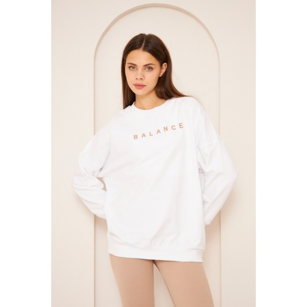 Ponçik Unısex Balance Baskı Sweat 22907B2 -Beyaz Bayan Sweatshirt Fiyatı