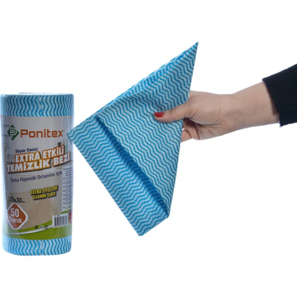 Ponitex 4450 (2 Adet) Süper Emici Perforeli Pratik Hassas Temizlik Bezi 50 Yaprak 25 x 30 cm Mavi Oto Boyaları Fiyatı