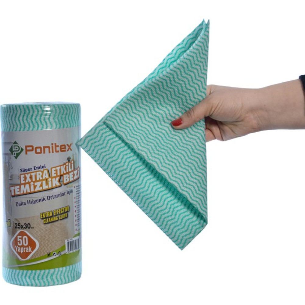 Ponitex 4450 (2 Adet) Süper Emici Perforeli Pratik Hassas Temizlik Bezi 50 Yaprak 25 x 30 cm Yeşil Oto Boyaları Fiyatı