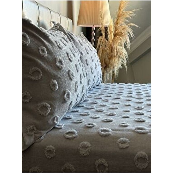 Ponpon Çift Kişilik Püsküllü Yatak Örtüsü Gümüş Gri 250X260 2 Yastık - 250 x 260 cm Yastık Kılıfı Fiyatı