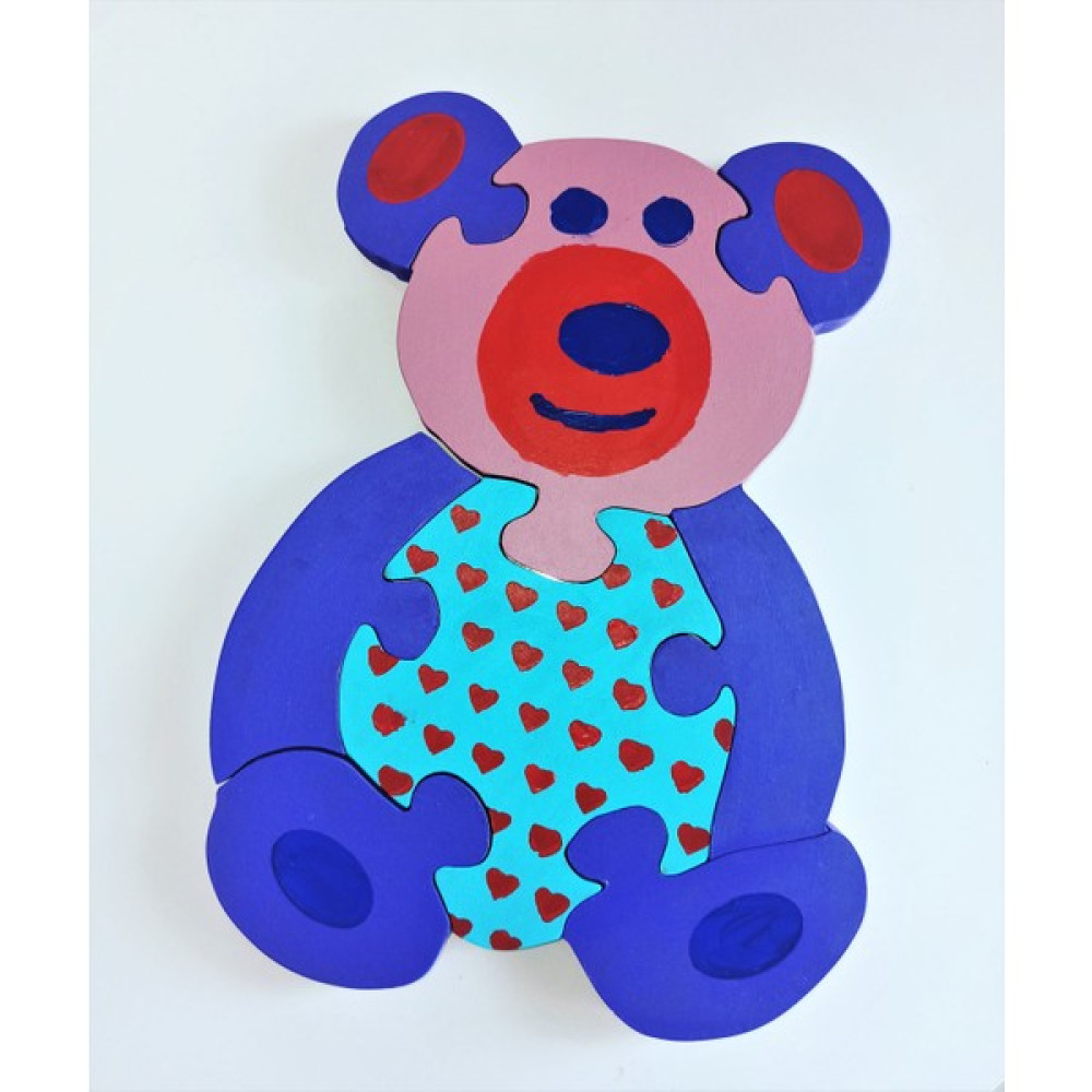 Ponpontoys Benekli Ayıcık Ahşap Puzzle Yapboz - Bebek Mavisi Bebek Oyuncakları Fiyatı