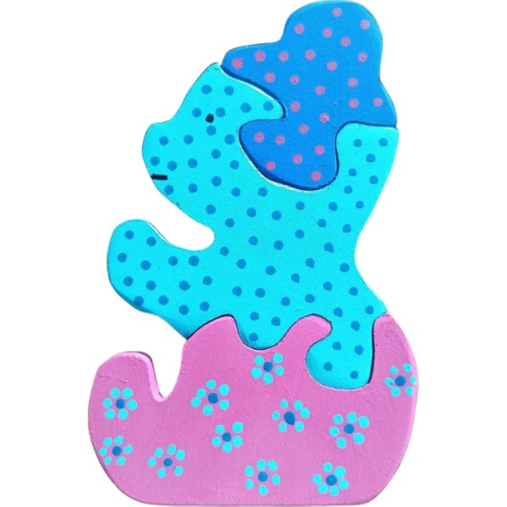 Ponpontoys Benekli Renkli Ayıcık Ahşap Puzzle Yapboz - Mavi Oto Boyaları Fiyatı
