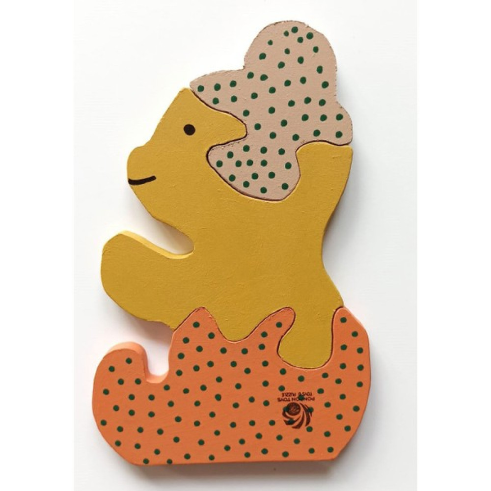 Ponpontoys Benekli Sarı Ayıcık Ahşap Puzzle Yapboz - Açık Kahverengi Bebek Oyuncakları Fiyatı