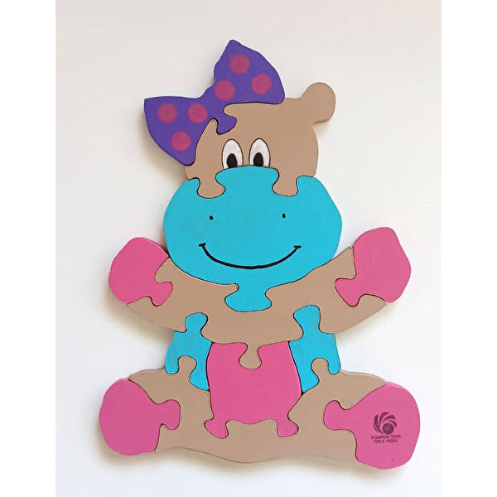 Ponpontoys Neşeli Inek Hippo Ahşap Puzzle Yapboz - Renkli Bebek Oyuncakları Fiyatı