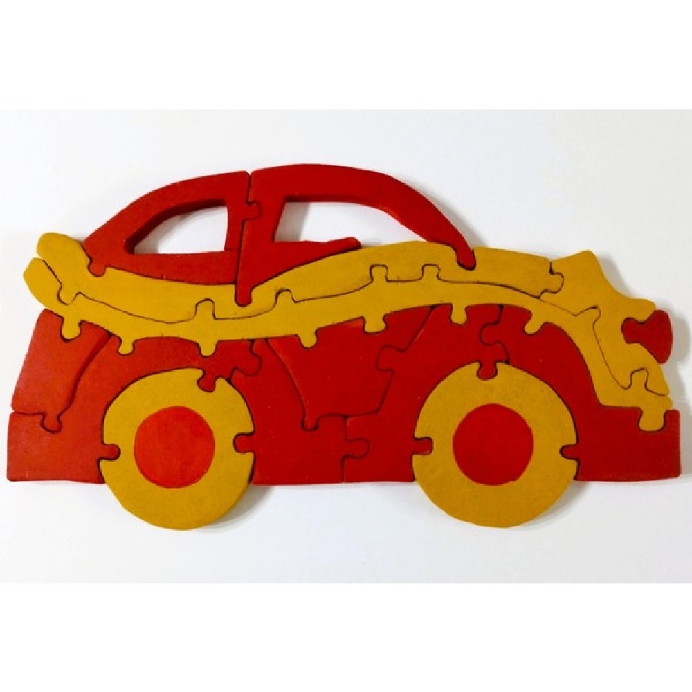 Ponpontoys Sarı Kırmızı Araba Ahşap Puzzle Yapboz Bebek Oyuncakları Fiyatı
