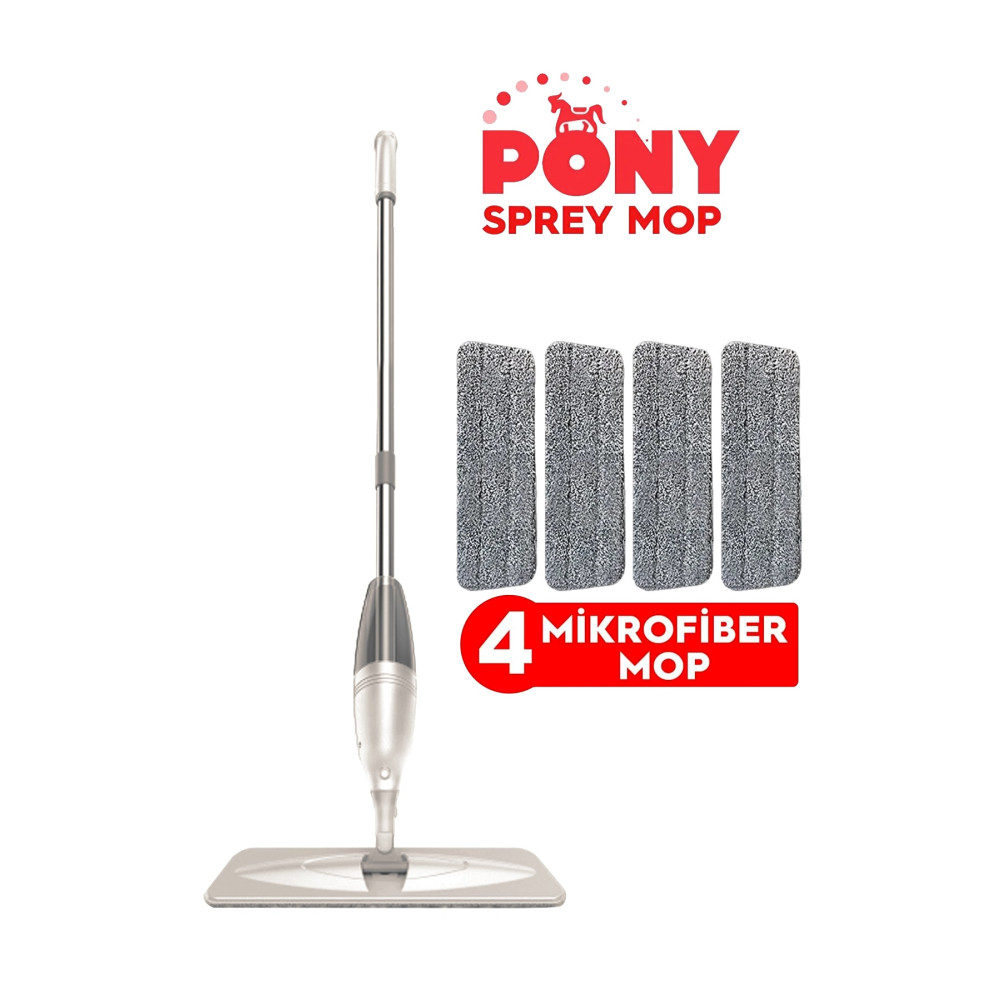 Pony Sprey Mop 4 Mikrofiber Mop Set Krem Temizlik Seti Deterjan ve Temizlik Ürünleri Fiyatı